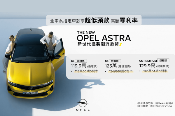 11月入主Opel指定車型享優惠 最高下殺16萬 17796